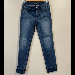 White House Black Market Slim Ankle Blue Jeans with Raw Hem